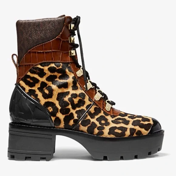 Michael Kors Khloe Mixed-Media Combat Boot